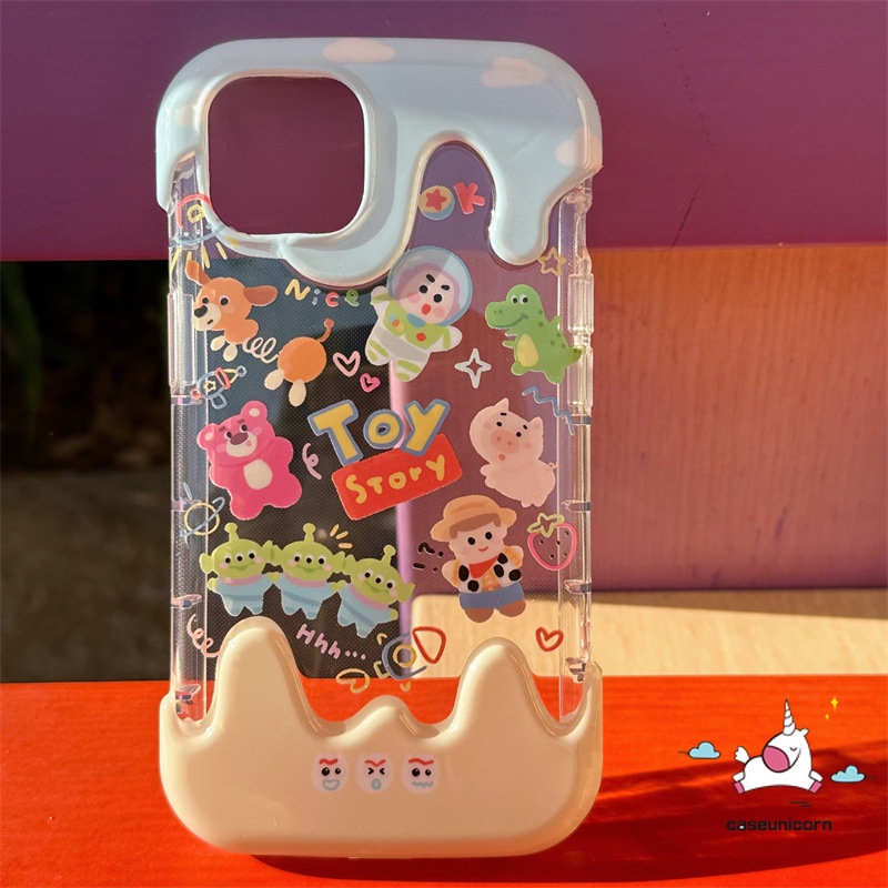 Casing Kartun Piggy Toy Story Buzz Lightyear Kompatibel Untuk IPhone XR X 7Plus 14 11 13 12 Pro Max7 8 Plus XS Max SE 2020lucu LinaBell Stellalou 3D Warna Ice Cream Lembut Tpu Cover