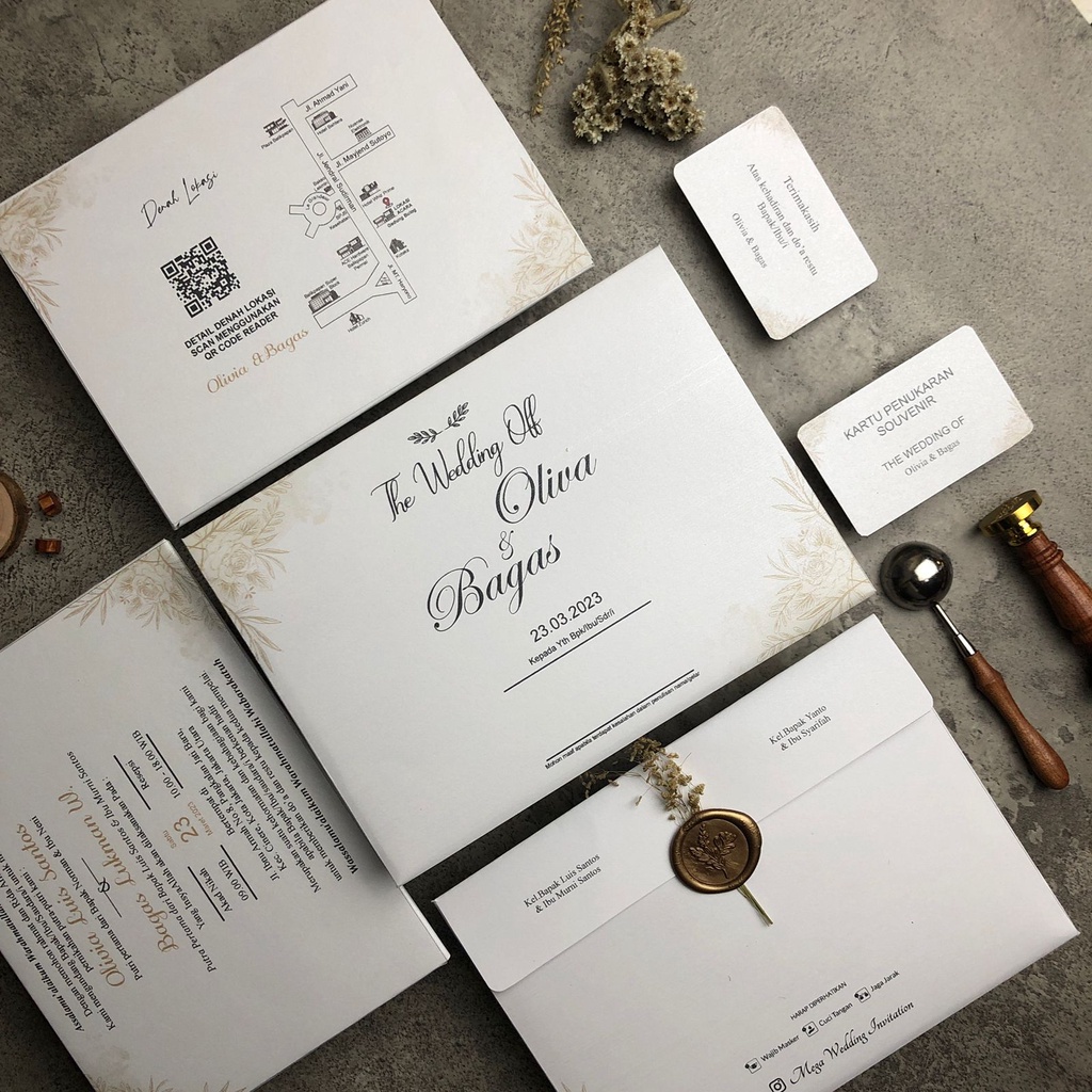 Undangan Pernikahan Hardcover Single page Simple Flower MW2