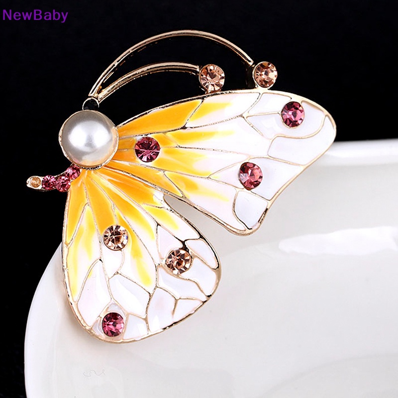 Newbaby Wanita Lucu Kristal Berlian Imitasi Kupu-Kupu Hewan Buket Bros Pin Pesona Perhiasan ID