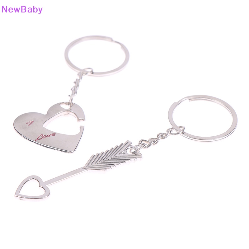 Newbaby 1pasang New Love Heart Lock Gantungan Kunci Ring Keyring Keyfob Valene's Day Gift ID