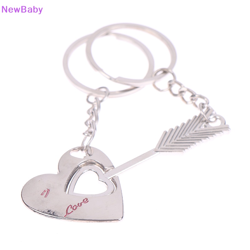 Newbaby 1pasang New Love Heart Lock Gantungan Kunci Ring Keyring Keyfob Valene's Day Gift ID