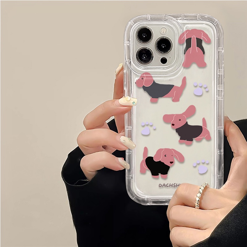 IPHONE Casing Ponsel Lembut Anjing Lucu Kompatibel Untuk Iphone14 13 11 12 Pro XS Max X Xr7 +8 Plus Casing TPU Silikon Shockproof Cover