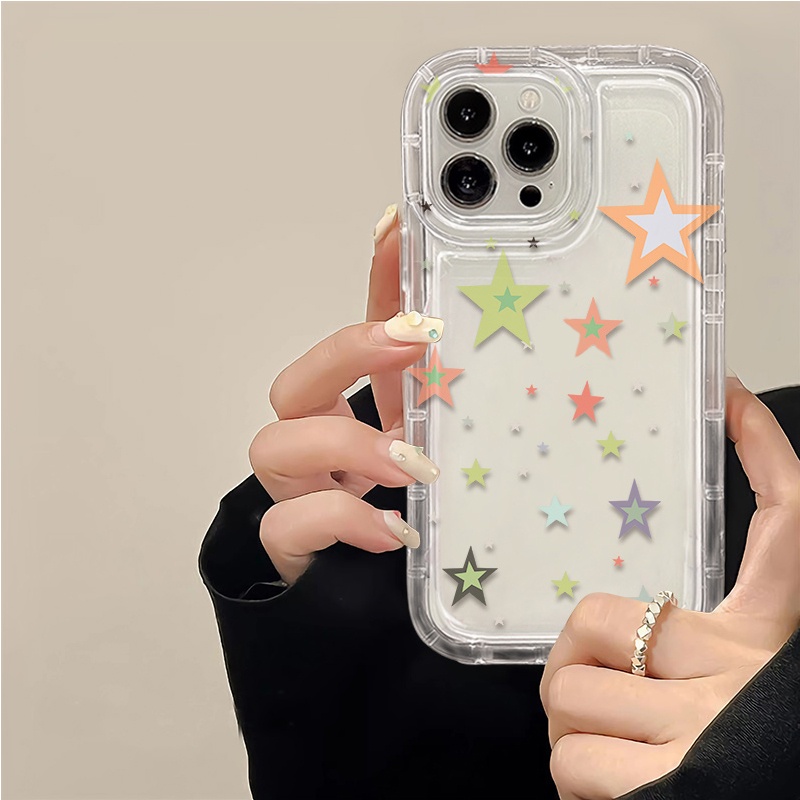 IPHONE Bintang Casing Ponsel Lembut Kompatibel Untuk Iphone14 13 11 12 Pro XS Max X Xr7 +8 Plus Casing TPU Silikon Shockproof Cover