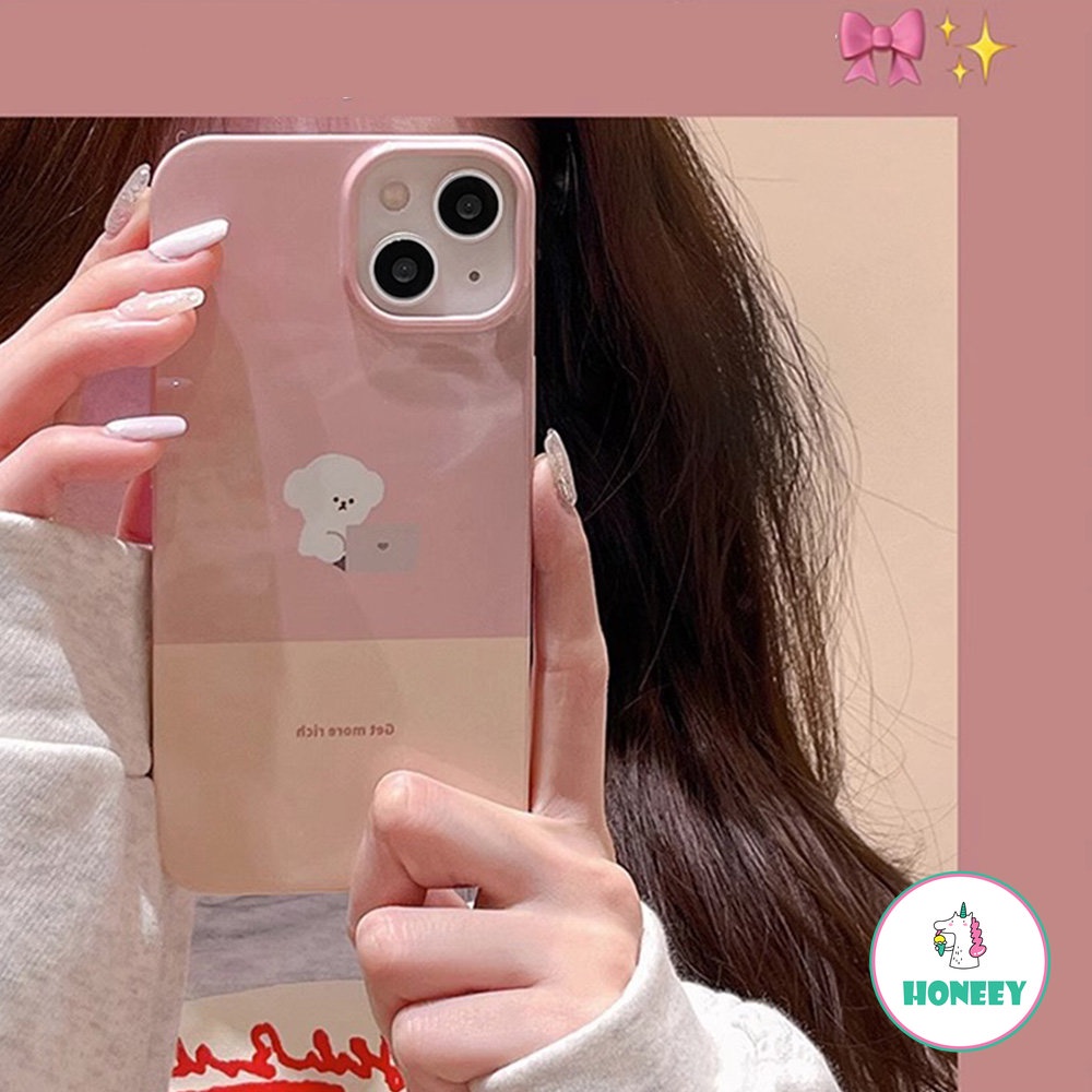 IPHONE Sweet Pink Working Puppy Case Kompatibel Untuk Iphone14 Pro Max13 12 Pro Max Case Iphone11Lembut TPU Shockproof Cover