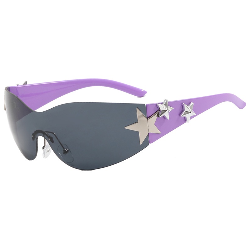 (YUZHU) Y2k Pentagram Kacamata Hitam Desain Gaya Baru Starry Sunshade Sunglasses Unisex