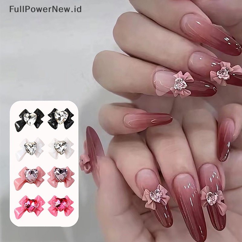 Power 10Pcs 3D Nail Art Dekorasi Jantung Berlian Ikatan Simpul DIY Manicure Aksesoris ID