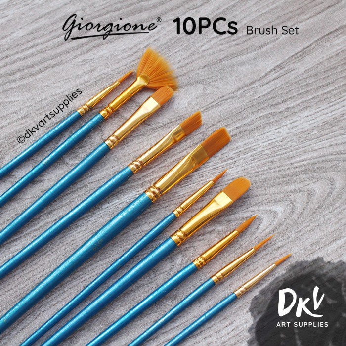 

Giorgione Brush Set 10 pcs G-198H Kuas Lukis Nylon Ekonomis