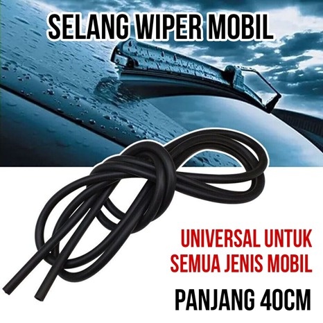 Selang Nozzle Air Wiper Kaca Tube Mobil Tabung Semprotan Universal Karet Sintetis Silikon 400mm 40 cm Hitam 40cm