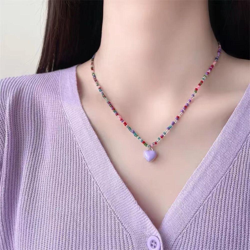 Mxbeauty Kalung Warna Permen Retro Y2K Manik Padi Gaya Korea Wanita Perhiasan Aksesoris Untuk Hadiah Perempuan