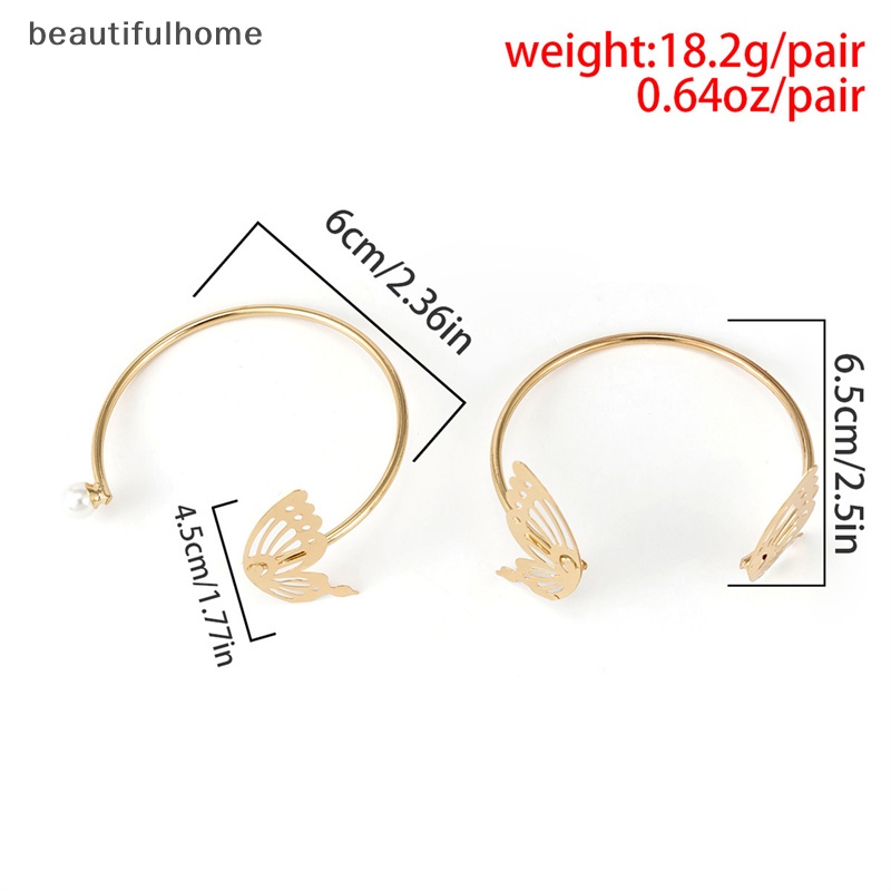 {beautifulhome} Fashion Berongga Kupu-Kupu Mutiara Terbuka Dapat Disesuaikan Gelang Set Perhiasan Pesta Wanita.