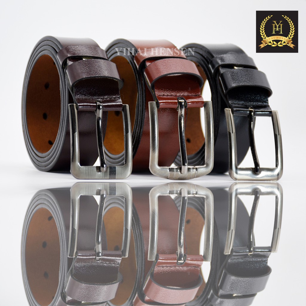 Ikat Pinggang Pria Kulit Imitasi Sabuk Pria Model Tusuk Jarum Gesper Pria Men Belt - YH004