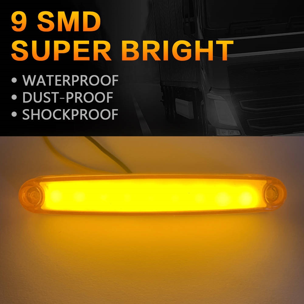 10pcs Side Marker Light 12v 24v LED Truck Lighting Lampu Samping Parkir Orange Marker Lamps Trailer Lampu Penanda Truk