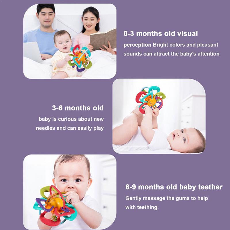 New Baby Hand Grasping Ball Baby Ringing Bell Gum Mainan Bisa Gigit Bayi Silicone Grip Training Toy