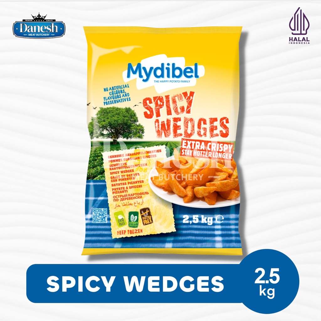Kentang Mydibel Spicy Wedges 2.5kg Frozen Food Potato Wedges