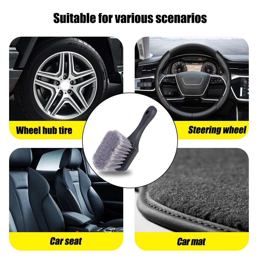 Sikat Floormat Roda Mobil/Sikat Hub Ban Bulu Lembut/Pembersih Gosok Karpet Awet/Sikat Velg Basah Kering Universal/Alat Cuci Interior Eksterior Mobil