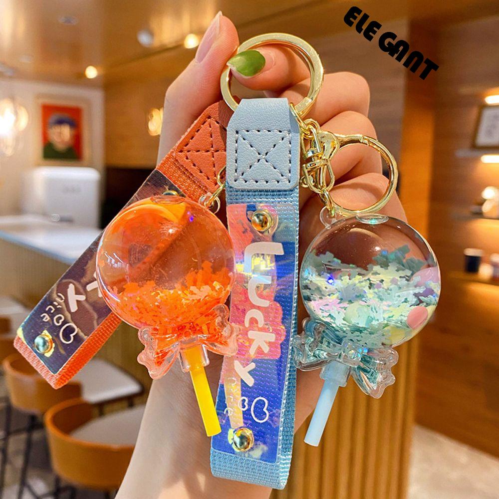 [Elegan] Gantungan Kunci Lucu Kreativitas Key Ring Perhiasan Minyak Cair Lolipop Hadiah Gantungan Kunci Akrilik