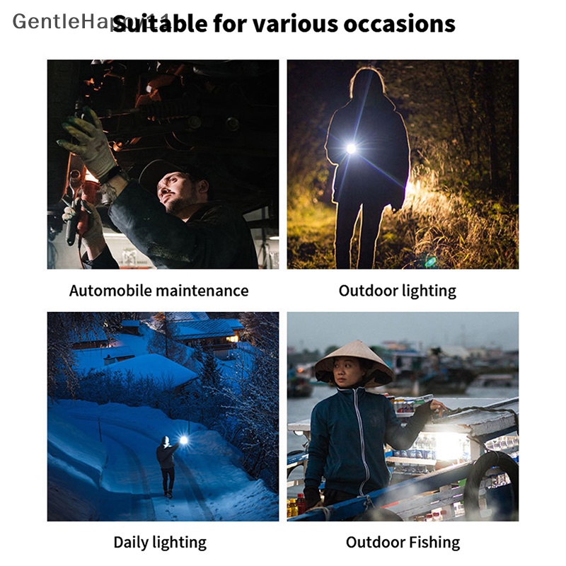 Gentlehappy Mini Torch LED Rechargeable Senter Portable USB Charging Flashlight Camping Tinggi Tahan Air Jarak Jauh Lentera id