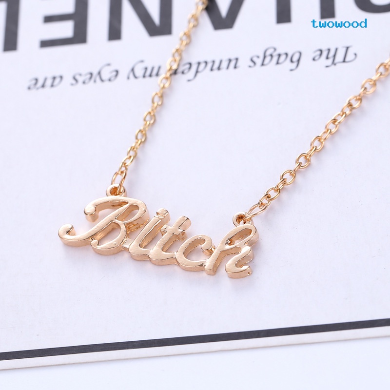 Twowood Hot selling Necklace Kalung Fashion Kalung Huruf Pendek Rantai Klavikula