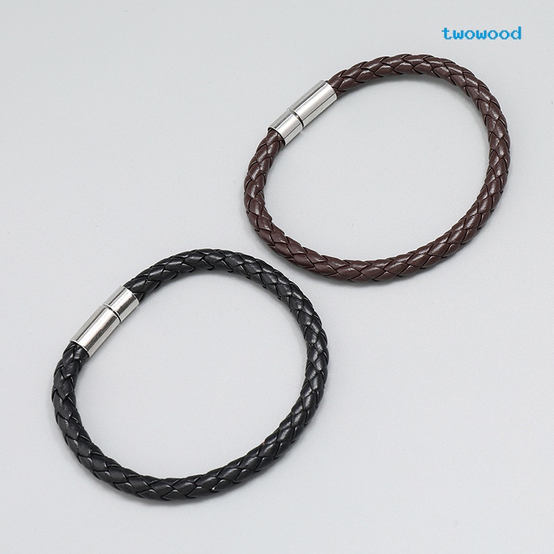 Twowood PU Braided Leather Gelang Tangan Dekorasi Gaya Korea Kasual All-Match Perhiasan Mahasiswa