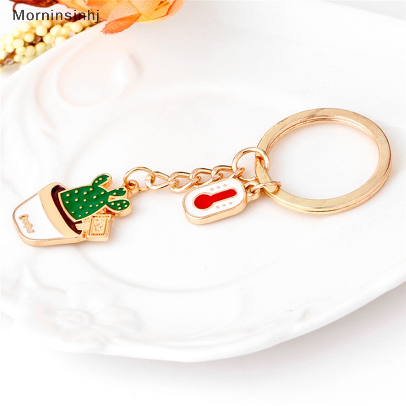 Mornin Enamel Motif Kaktus Key Ring Dompet Gantungan Kunci Liontin Aksesoris id