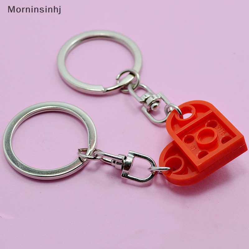 Mornin 1pasang/2pcs Love Heart Brick Keychain Wanita Pria Pasangan Persahabatan Key Ring Perhiasan Hadiah id