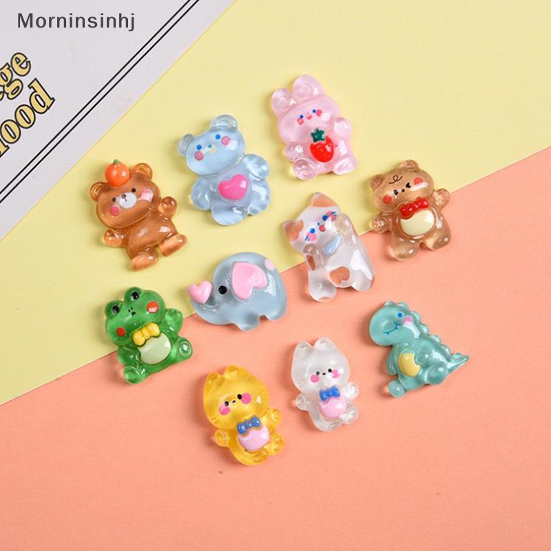 Mornin 10Pcs Kartun Hewan Resin Datar Kembali Patung DIY Perhiasan Craft Scrapbook Dekorasi id