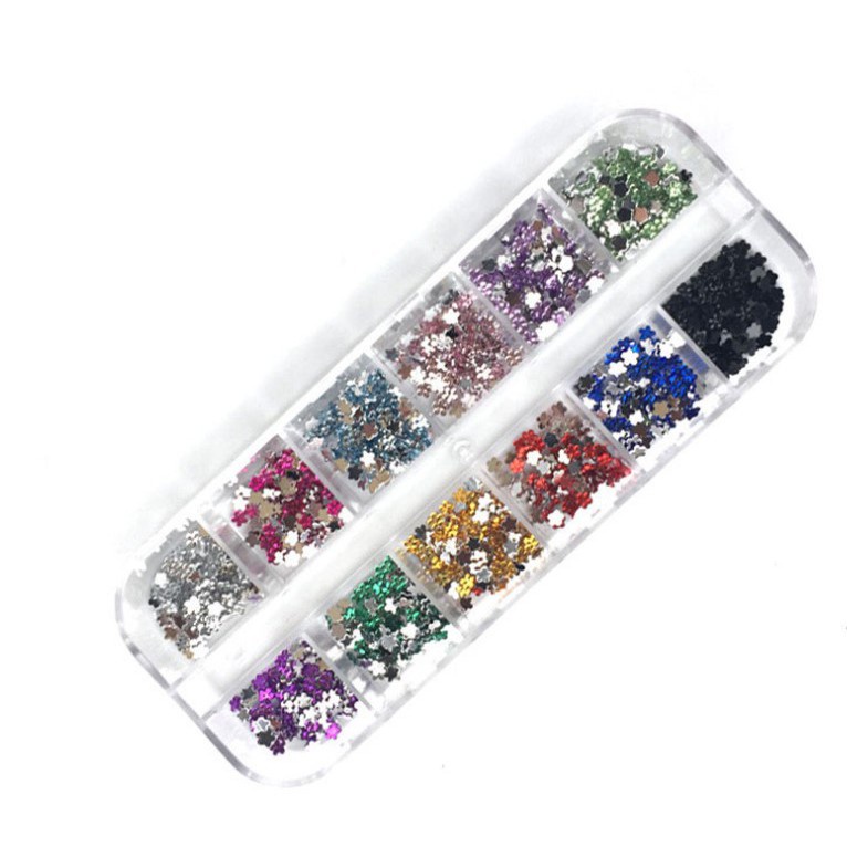 manik Bling 2mm /3mm / 4mm  Mixed Color Nail Art Tips Acrylic Manicure Nail Stickers + Case