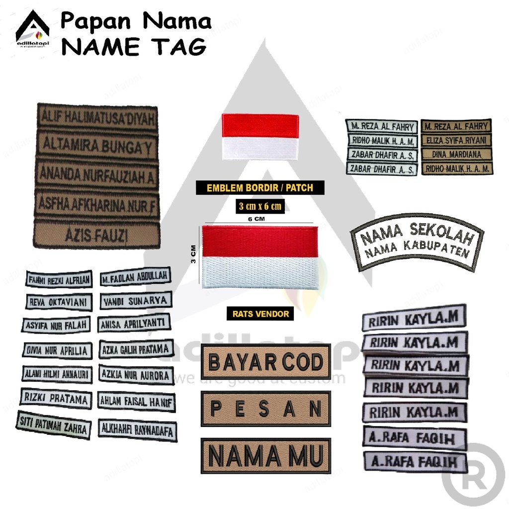 Bordir PAPAN NAMA // NAME TAG // PAPAN NAMA BORDIR // NAME TAG BORDIR // REQUEST BORDIR NAMA Bordir 