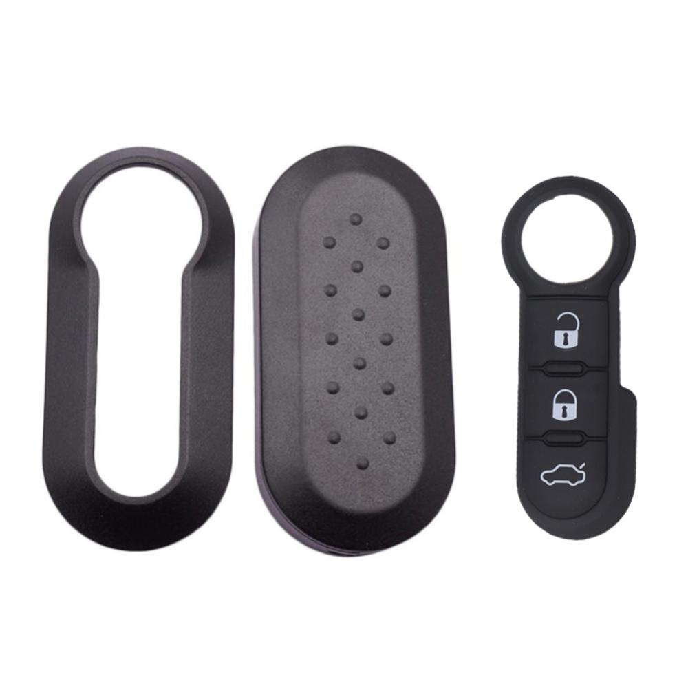 Openmall 3Pcs /set 3tombol Remote Dimodifikasi Flip Silica Kunci Mobil Shell Cover Blade Key Cover Case Untuk Fiat500Panda Punto Bravo D2X1