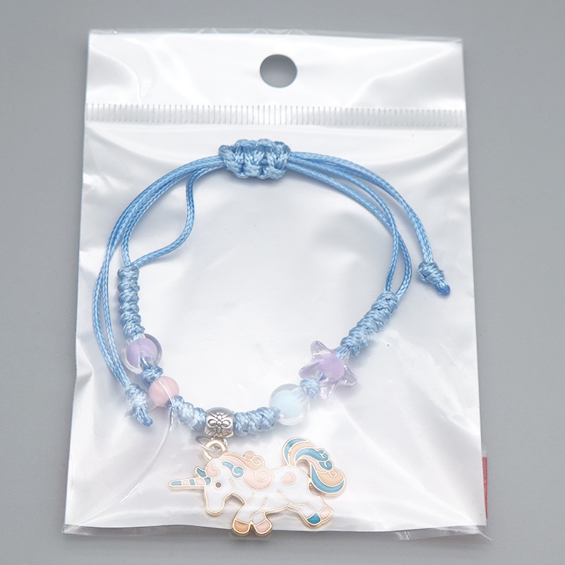 1 Pcs Gadis Dikepang Tali Gelang Unicorn Pony Liontin Wanita Gelang Kerajinan Hadiah Ulang Tahun Aksesoris Fashion.