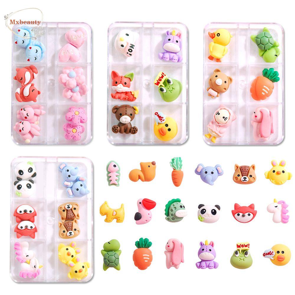 MXBEAUTY 3d Dekorasi Nail Art Lucu 1Box Resin Ornamen Flatback Handmade Jepit Rambut Phone Case Decor DIY Perhiasan Craft
