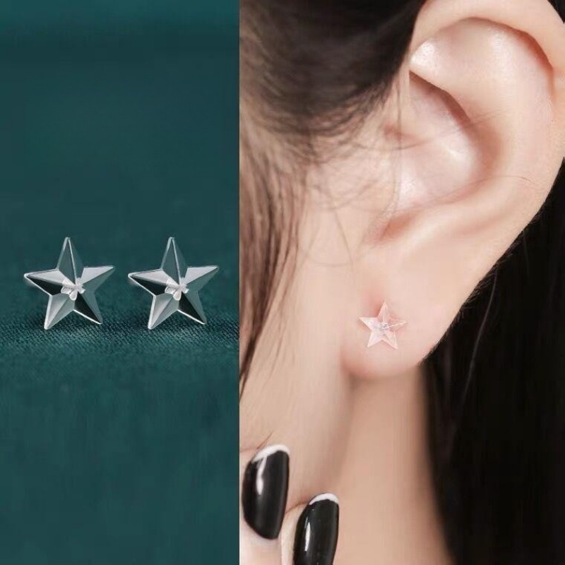 Bening Invisible Resin Earrings Ear Stick/Plastik Lembut Mini Love Heart Ear Studs/ Bunga Bintang Ikatan Simpul Telinga Pin Aksesoris