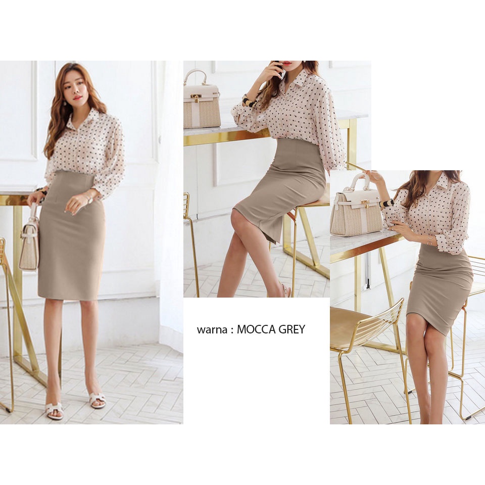 (A165) Pencil scuba midi skirt / rok kantor / rok kerja wanita