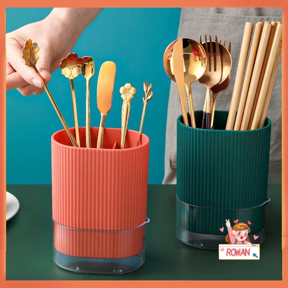 R-FLOWER Tempat Sumpit Dengan Nampan Kotak Penyimpanan Alat Dapur Cookware Organizer