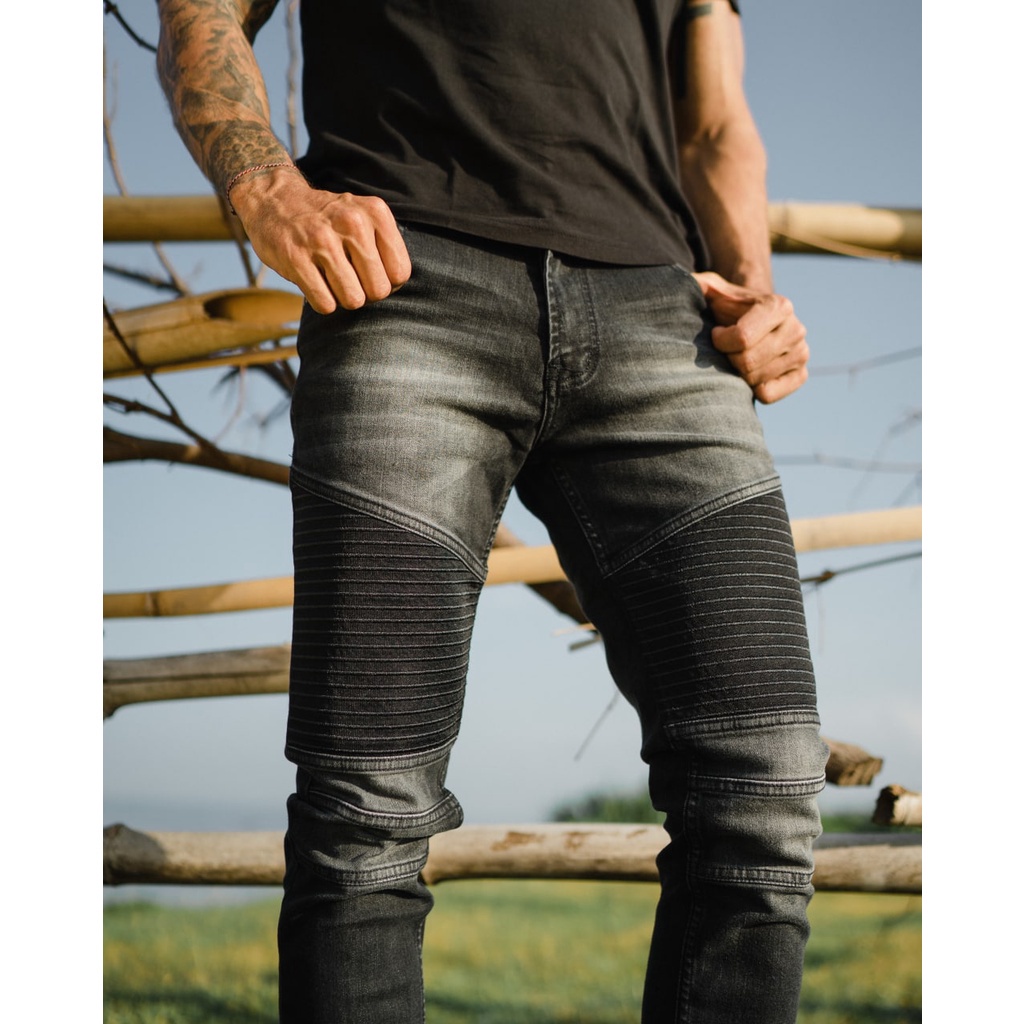 Weird Jeans  - Biker Grey Madness - Celana Jeans Pria Skinny Slimfit Strech
