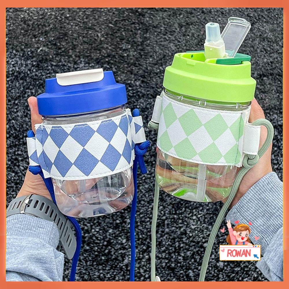 R-FLOWER 450ml Penutup Gelas Cangkir Minuman Ganda Gym Travel Bening Dengan Sedotan