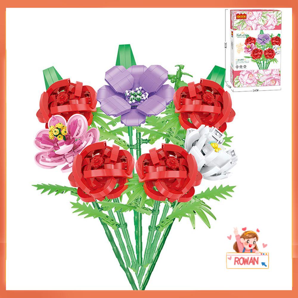 R-FLOWER Building Blocks Flower DIY Mainan Bunga Mawar Abadi Tiga Dimensi