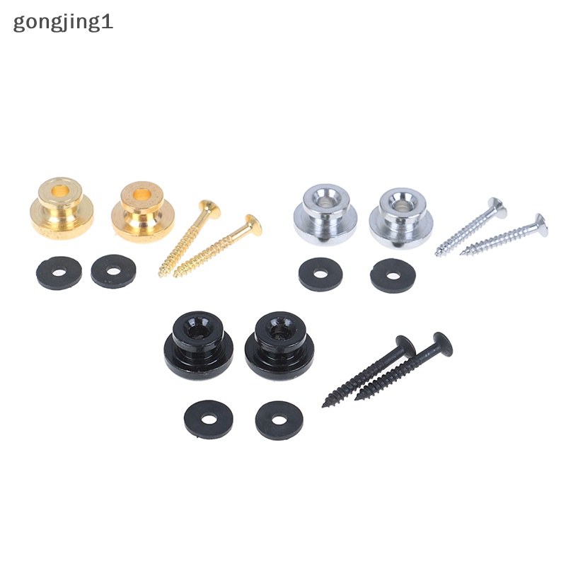 Ggg 2PCS /Pasang Kunci Tali Gitar chrome belt lock button buckle Aksesoris Gitar ID