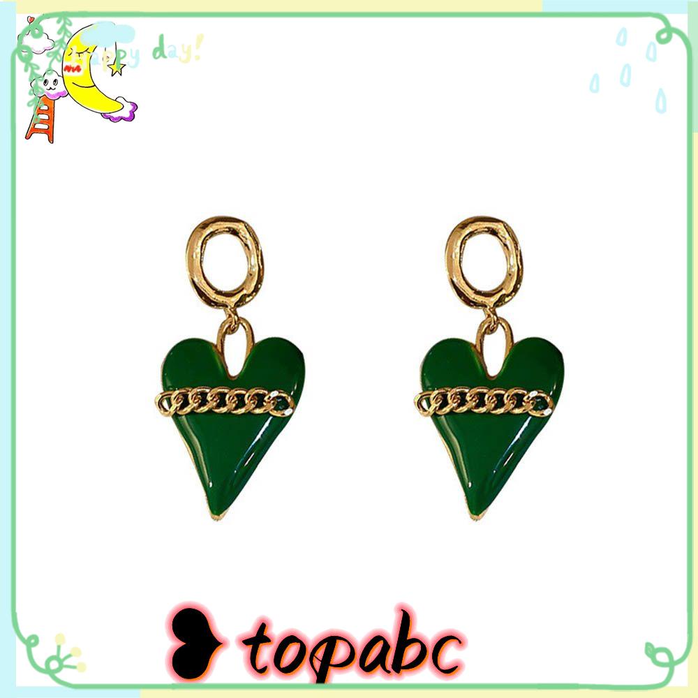TOP Anting Stud Ins Gaya Retro Liontin Cinta Anting Temperamen Mewah Untuk Wanita Earrings Jewelry