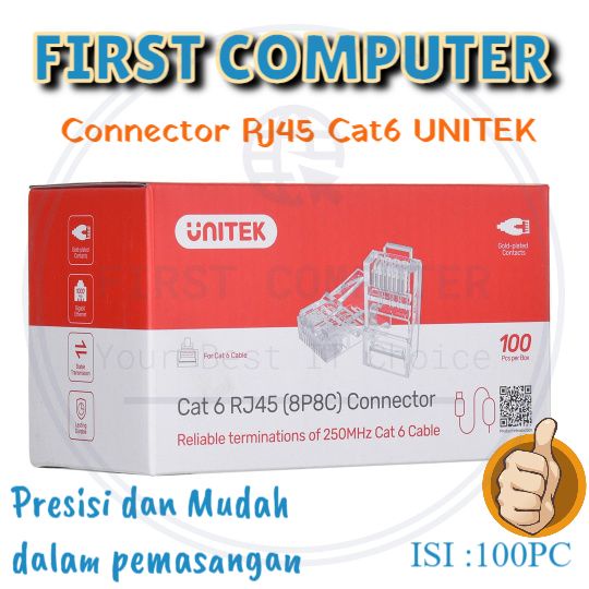 Konektor Rj45 Cat 6 Unitek 8P8C isi 100pcs