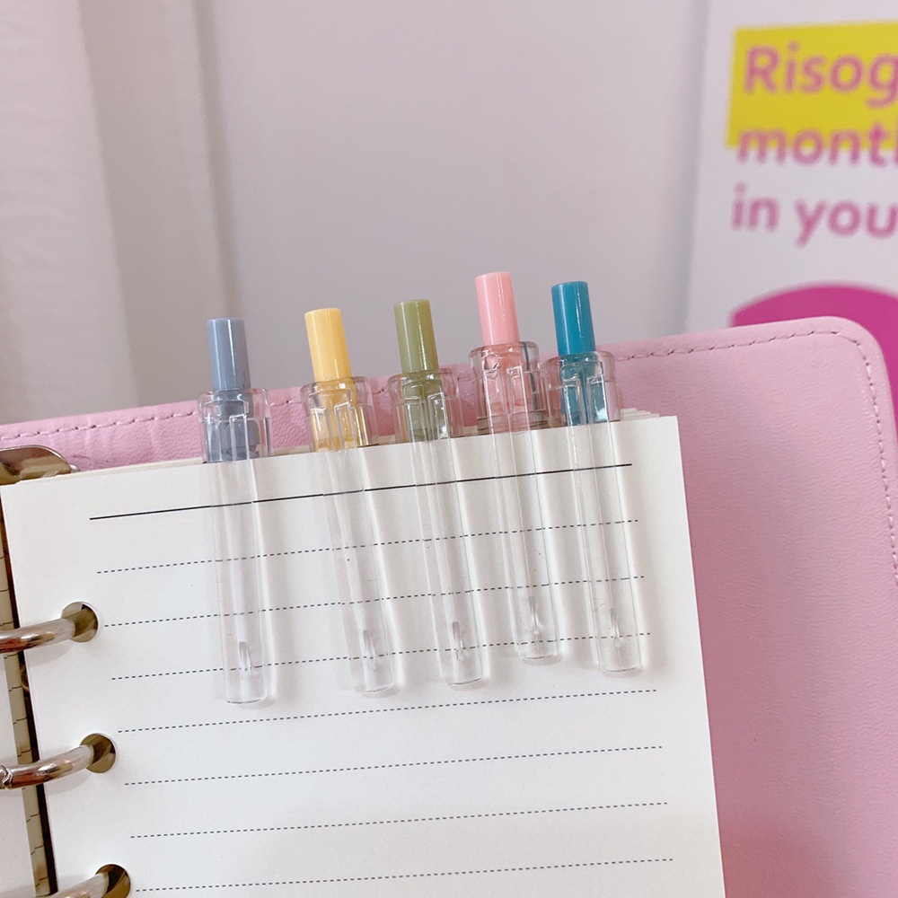 T&amp;Y Pulpen Cetekan Transparant Pastel Polos Pena Gel 0.5mm Tinta Hitam Alat Tulis Sekolah Kantor Pen Warna Warni Bolpoint Polos Murah Import