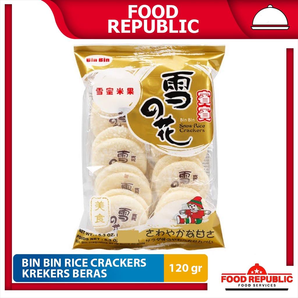 Bin Bin Rice Crackers Snow Original 120 GR Snack Vegan Non MSG Halal