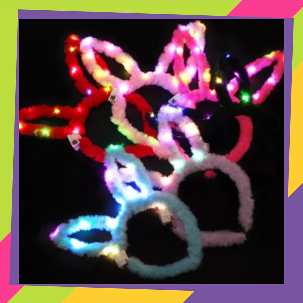 5105 / bando anak tanduk kelinci LED nyala / Bano bulu tanduk kelinci warna