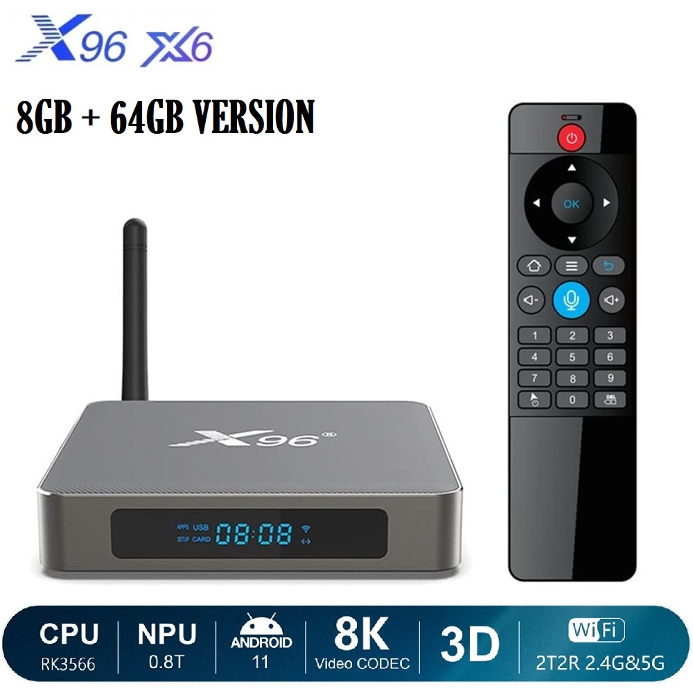 X96 X6 - Android 11 Smart TV Box 8K UHD - RAM 8GB ROM 64GB