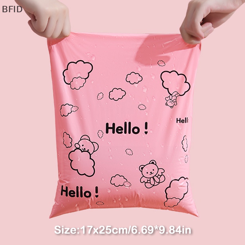 [BFID] 10pcs Colorful Bear Courier Bag Amplop Kemasan Kantong Pink Tahan Air Self Adhesive Seal Pouch Pengiriman Mailing Bag Transport Bag [ID]