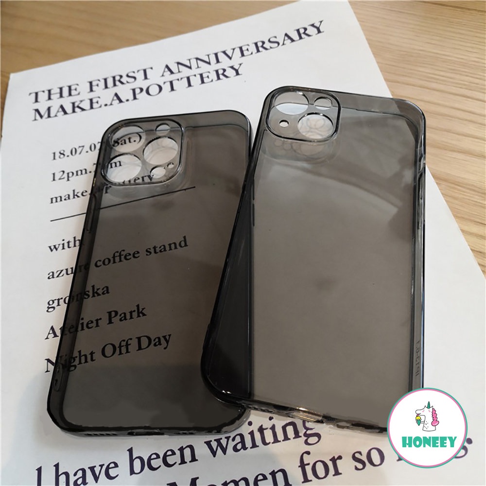 IPHONE Casing Ponsel Bumper Hitam Shockproof Kompatibel Untuk Iphone14 13 12 Pro Max 11 Pro Max Xs Max XR 87 14 Plus Transparan Lembut TPU Back Cover