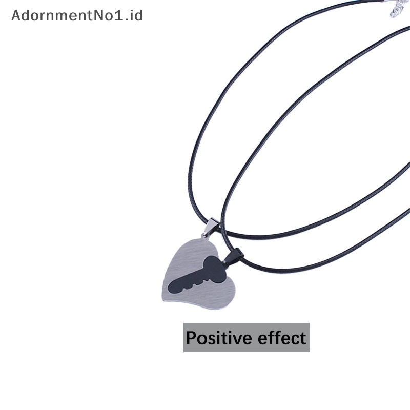 [AdornmentNo1] 1pasang Fashion pencocokan kalung kreatif kucing hati bentuk jahitan Stainless Steel liontin kalung persahabatan pasangan perhiasan