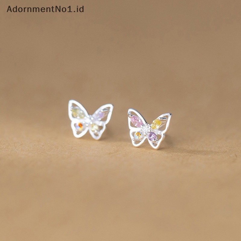 [AdornmentNo1] 1pasang Ins warna berlian kupu anting untuk wanita telinga tulang kuku Cartilage Earring Spiral Stud tubuh perhiasan hadiah