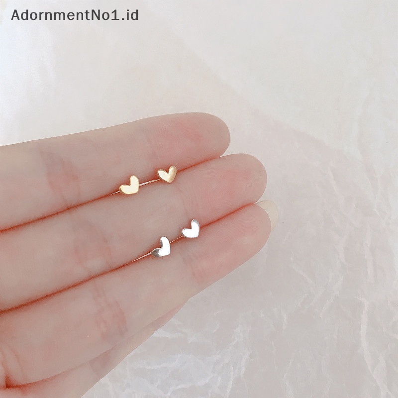 [AdornmentNo1] 1pasang anting tusuk Simple Fashion hati Mini warna emas perak gaya korea Ear Stud Jewelry untuk wanita Tiny Ear