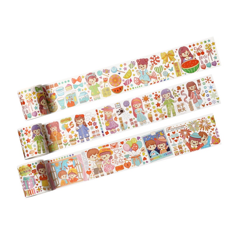 Tape perekat Diy stiker Food Classics Series utuh Roll tangan tenda stiker anak kartun Handmade bahan hias